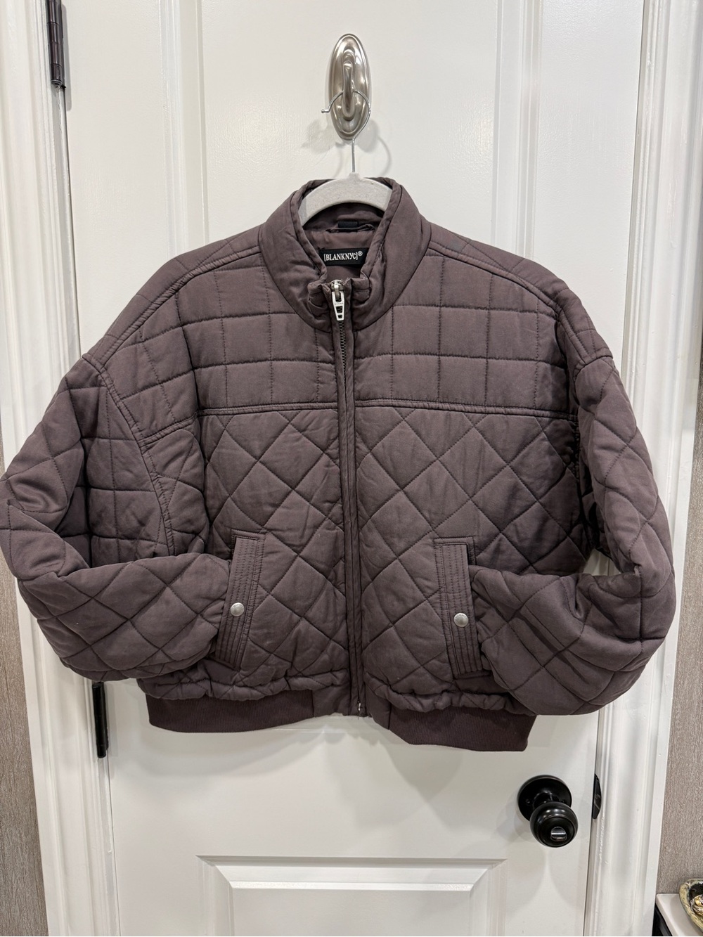 Women’s Blank NYC Quilted Chocolate Brown Bomber Jacket